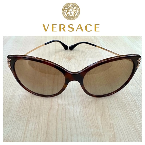 VERSACE sunglasses for women NIB with case Havana & gold cateye LUXURY GLAMOUR main image 5